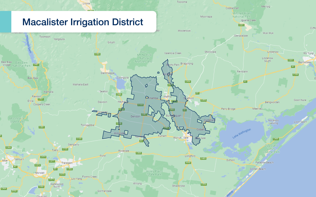 Map of the Macalister Irrigation District's boundary