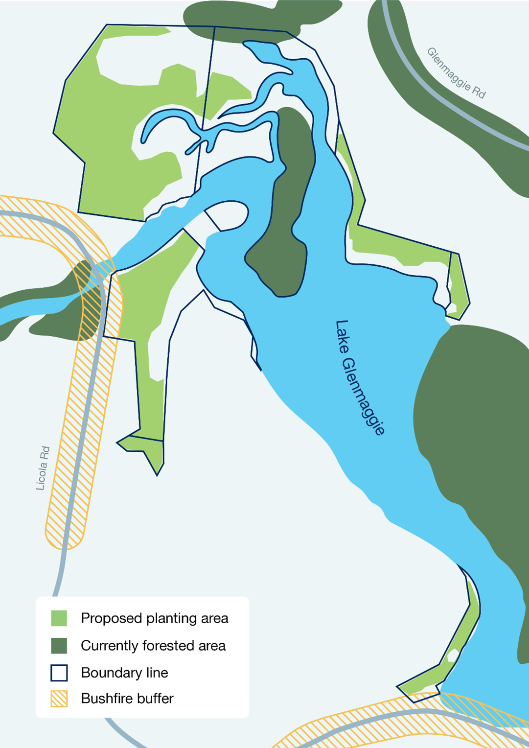 Map of plantings at Lake Glenmaggie